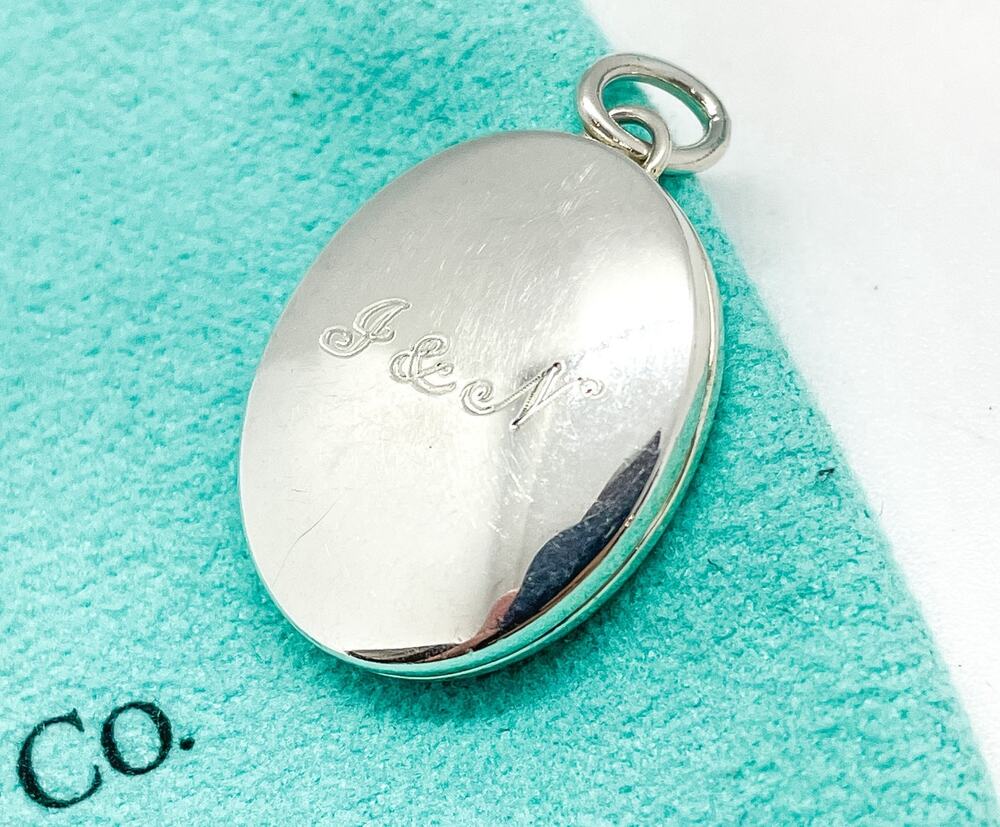 Tiffany & Co. Monogrammed Oval Locket Pendant Sterling Silver 1"